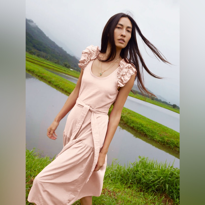 National La Pink Ruffle Sleeve Dress
